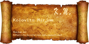 Kolovits Mirjam névjegykártya